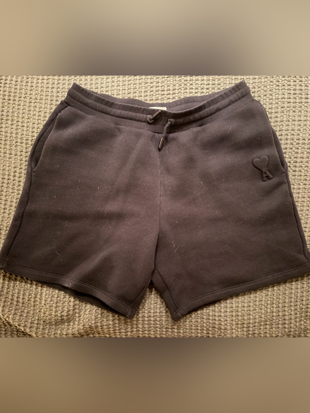 Ami Alexandre Mattiussi Black Ribbed Logo Shorts